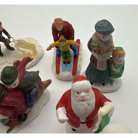 Lemax Christmas Village Accessories Lot Of 8 Santa, Sledding, Snowman Winter - Picture 5 of 14